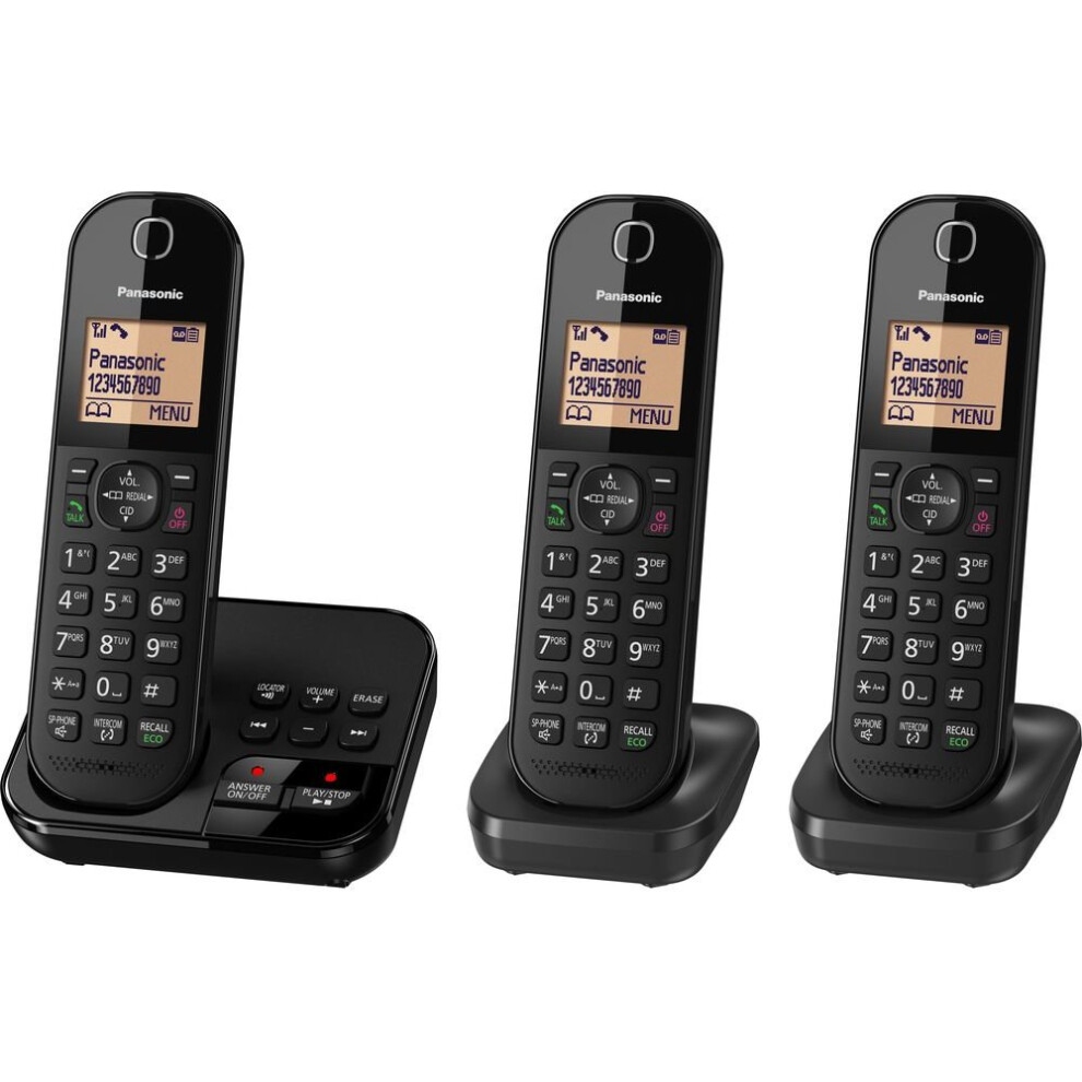 PANASONIC KX-TGC423EB Cordless Phone with Answering Machine - Triple Handsets