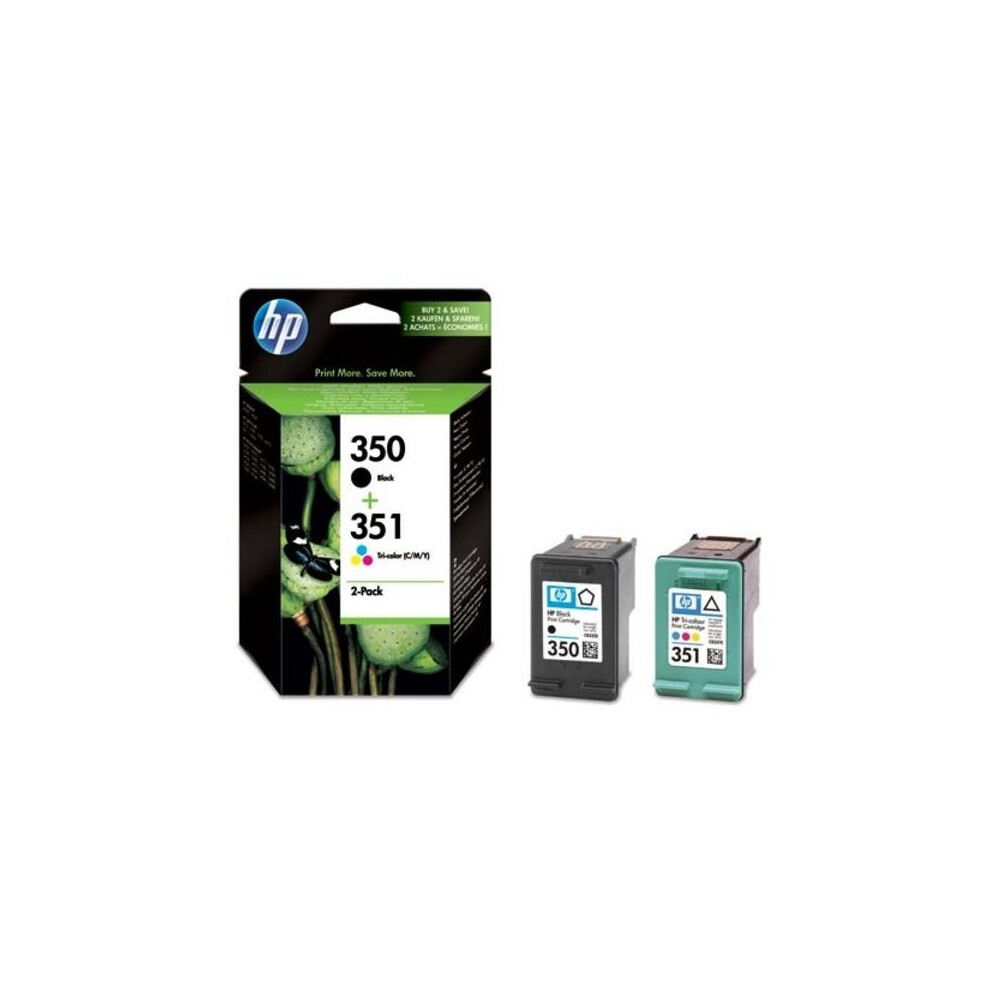 HP 350/351 Tri-colour & Black Ink Cartridges - Twin Pack, Black