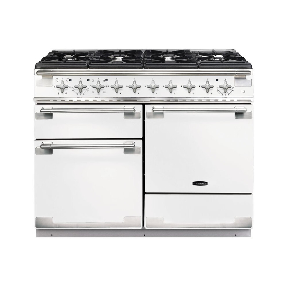 RANGEMASTER Elise 110 Dual Fuel Range Cooker - White & Chrome, White