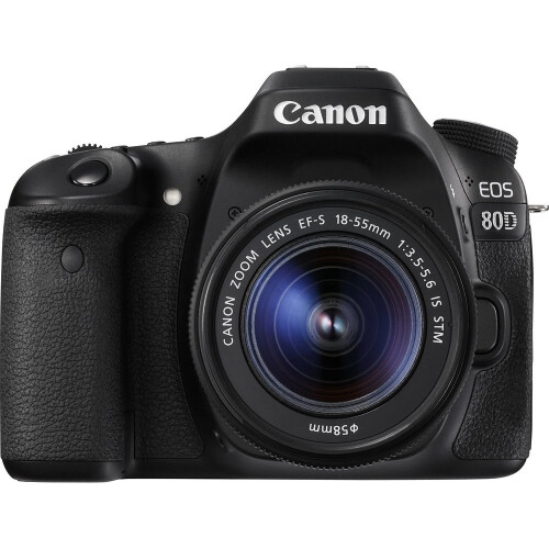Canon CANON EOS 80D DSLR Camera with 18-55 mm f/3.5-5.6 IS STM Zoom Lens - Black, Black