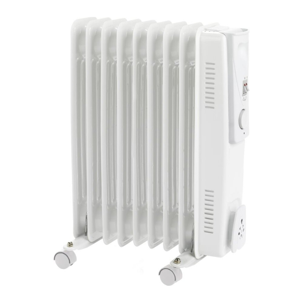 2000w 9 FIN OIL FILLED RADIATOR, GREY, 3 HEAT SETTINGS, PORTABLE D240mmxW400mmxH550mm