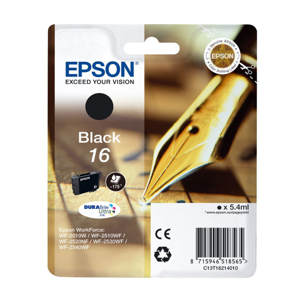 EPSON Pen & Crossword T1621 Black Ink Cartridge, Black