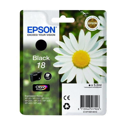 Epson EPSON Daisy T1801 Black Ink Cartridge, Black