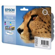 EPSON Cheetah T0715 Cyan, Magenta, Yellow & Black Ink Cartridges - Multipack, Cyan