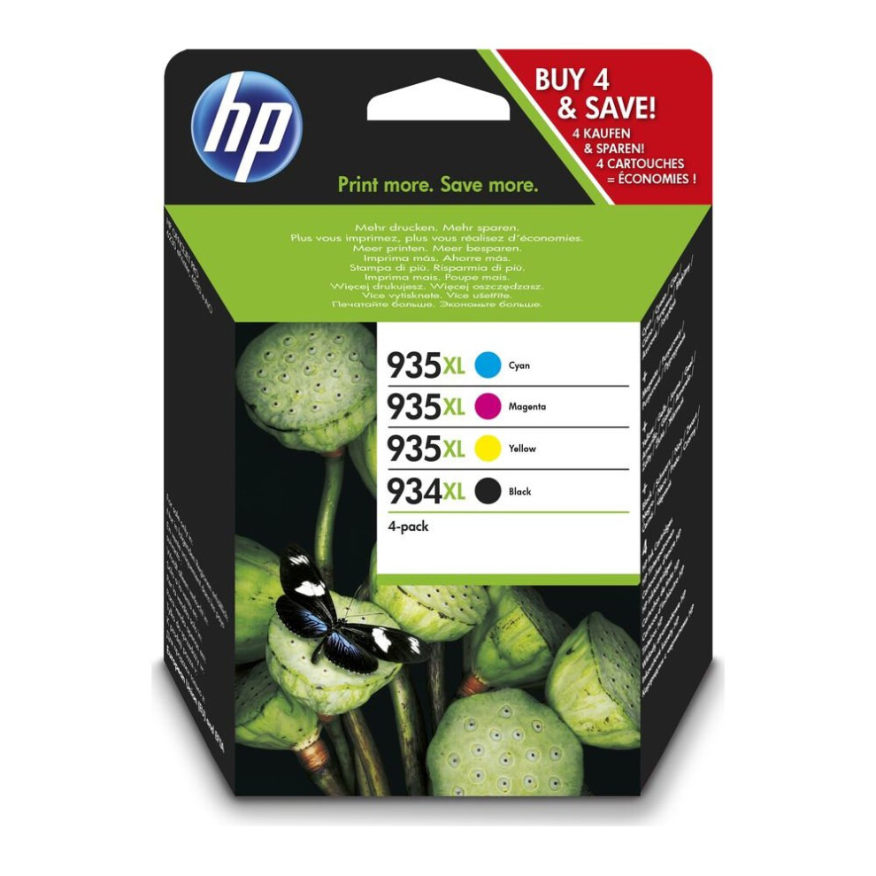 HP 934XL/935XL Cyan, Magenta, Yellow & Black Ink Cartridges, Cyan