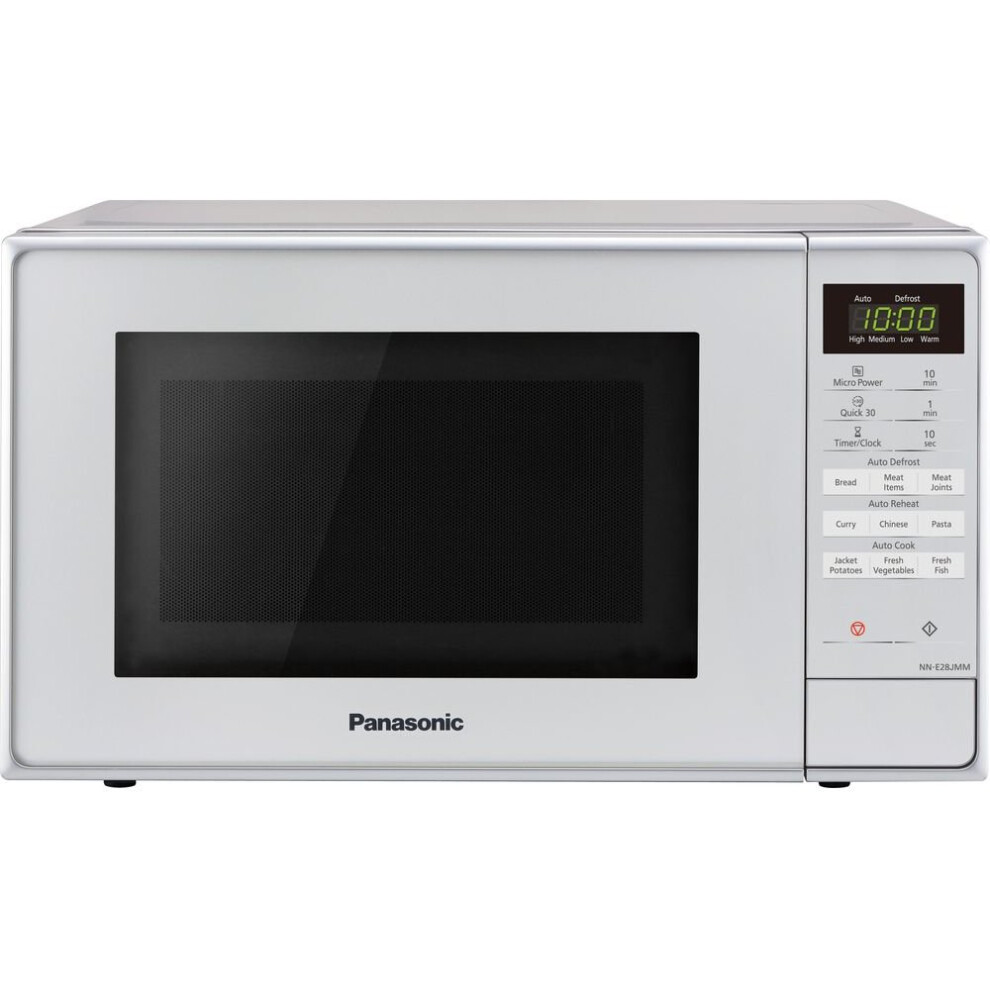 Panasonic NNE28JMMBPQ 20L Compact Solo Microwave - Silver - 9 Auto Programs, Touch Controls & Child Lock