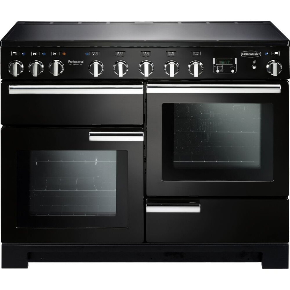 RANGEMASTER Professional Deluxe 110 Induction Range Cooker - Black & Chrome, Black