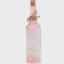 Frosted Pastel Glass LED Bottle - New Baby Girl - Christening Gift - Pink