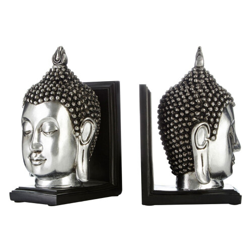 Premier Housewares Set Of 2 Buddha Head Bookends, Silver