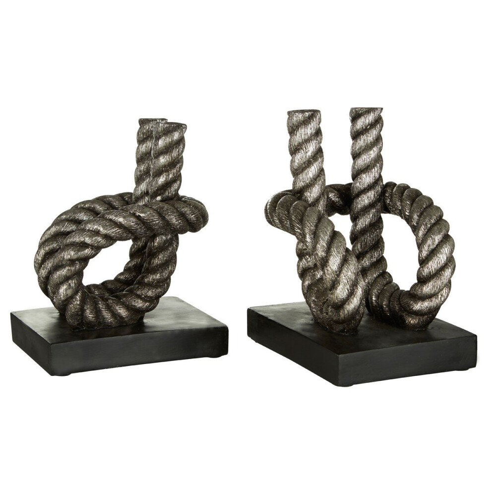 Premier Housewares Set Of 2 Rope Bookends, Silver