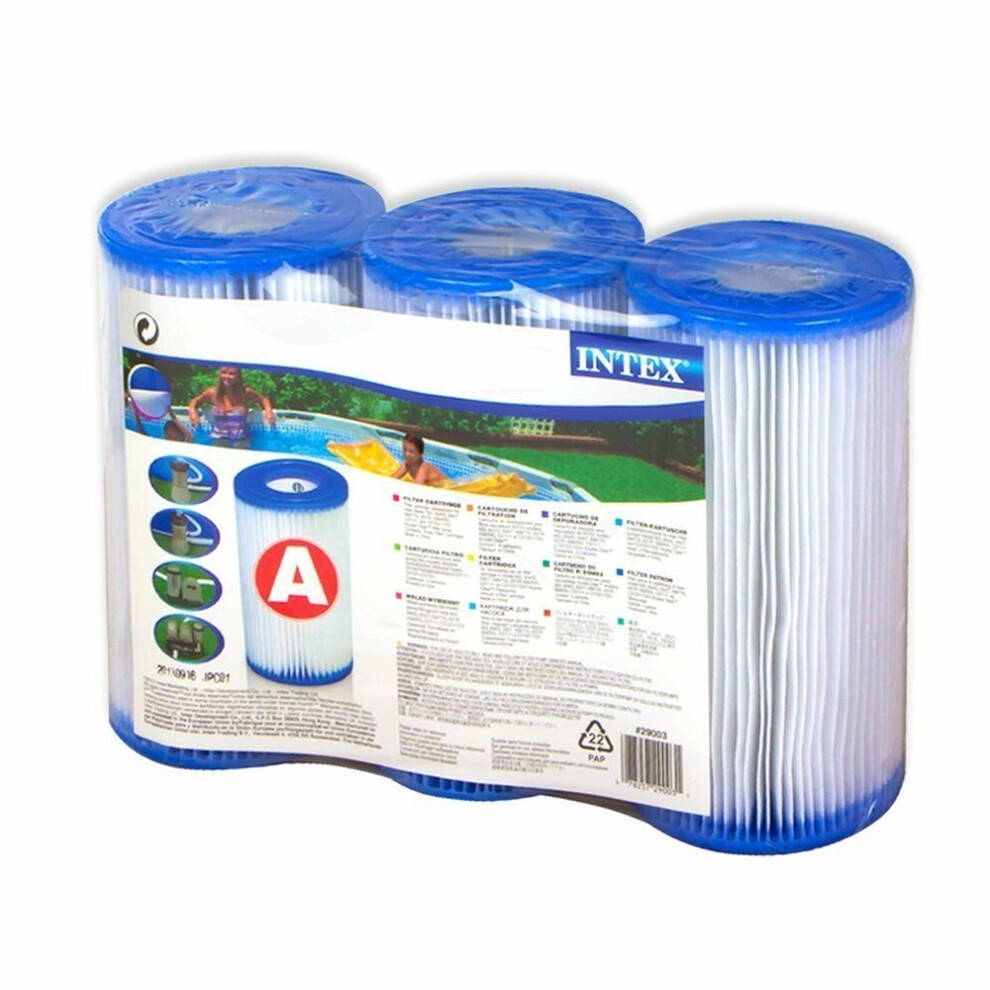 (3 x Filter Cartridges) Intex Type A Replacement Filter Pump Cartridge (1/2/3/6)