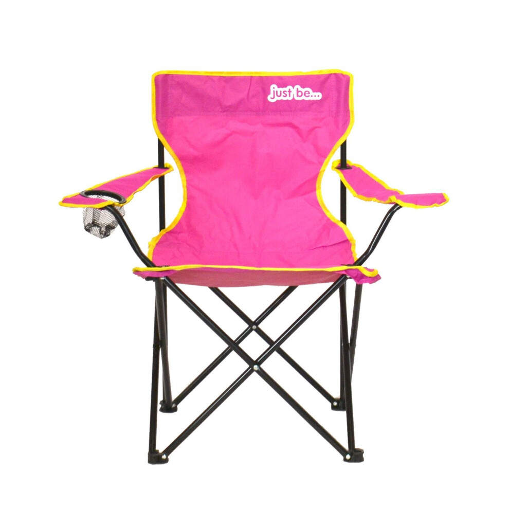 Folding Camping Chair for Adults and Kids Dark Pink with Yellow trim Lightweight Foldable Chair Suitable for Outdoors From just be