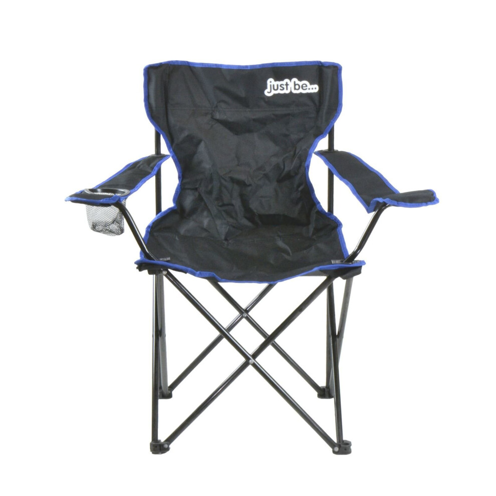 Folding Camping Chair for Adults and Kids Black with Blue trim Lightweight Foldable Chair Suitable for Outdoors From just be