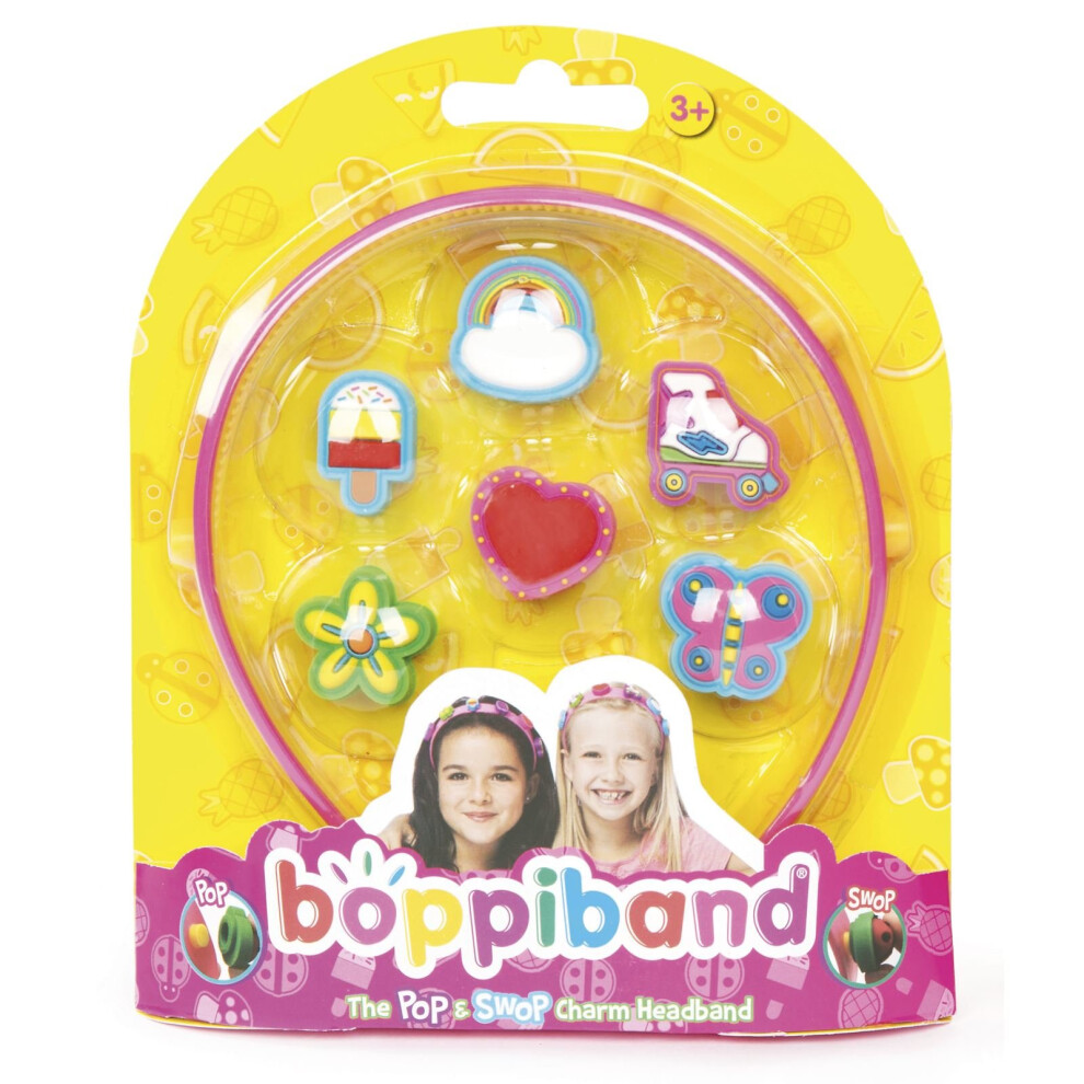 boppiband Interchangeable Charm Hairband Headband with 6 boppi Charms