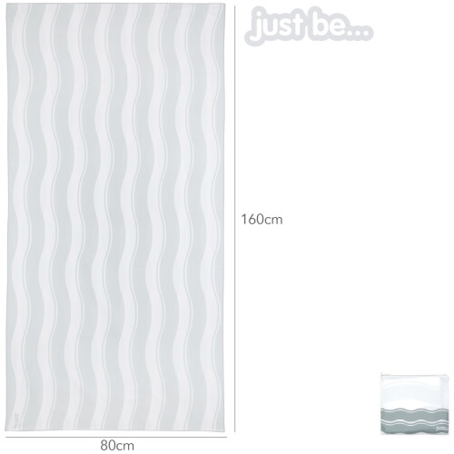just be... Microfibre Wave Beach Towel - Grey Large 160 x 80cm 2