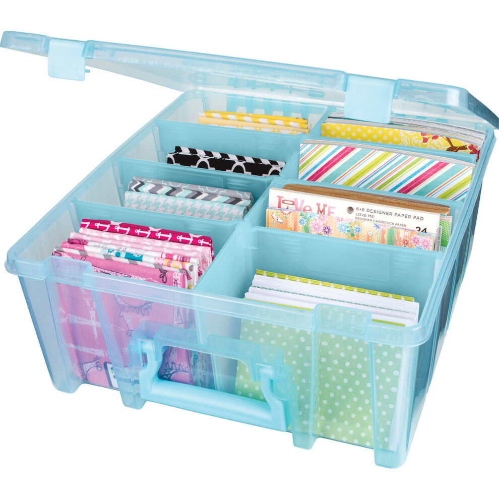 Artbin Super Satchel Double Deep Box W/Dividers-15.25"X14"X6.25" Aqua Mist