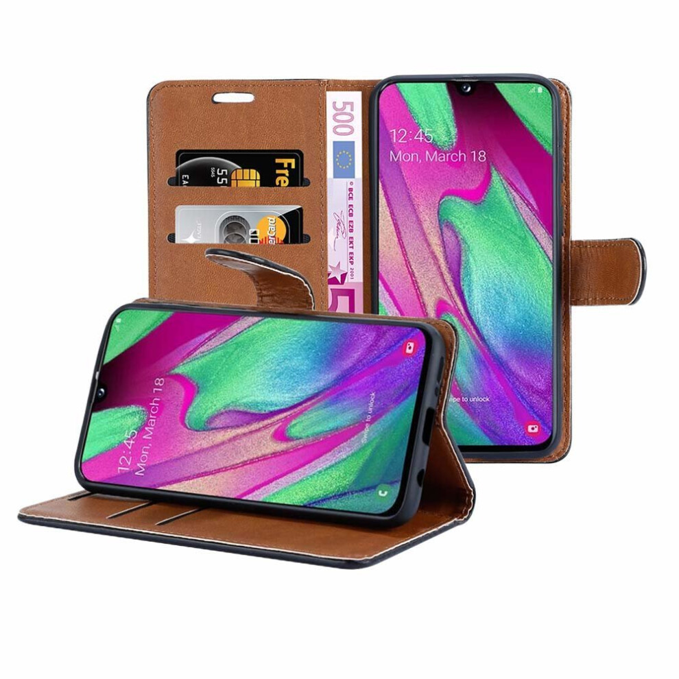 Icatchy (Black) For Samsung Galaxy A40 Leather Wallet Case Cover Black