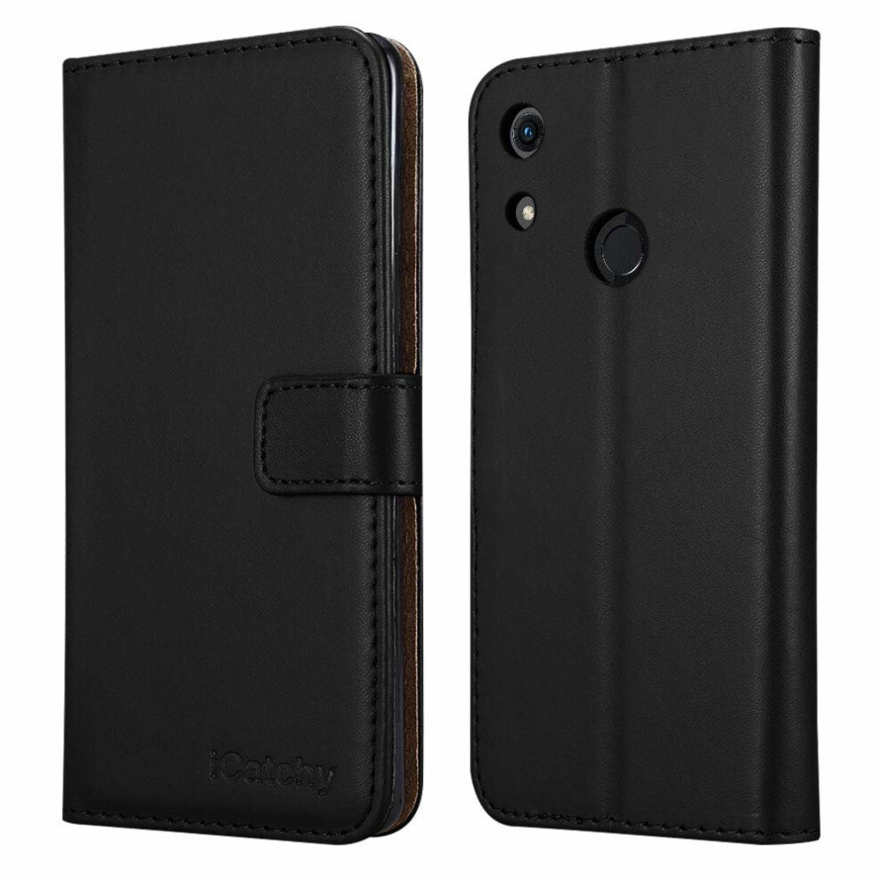 (Black) For Huawei Y6 2019 Leather Wallet Protective Case