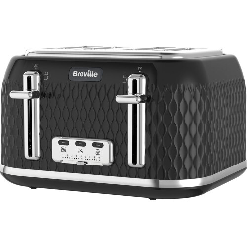Breville Curve VTT786 4-Slice Toaster, Black - Illuminated Controls, High-Lift, Removable Crumb Tray
