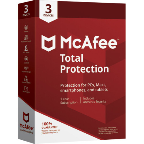 McAfee McAfee Total Protection Antivirus 2023 with Basic VPN | 1 Year, 3 Devices