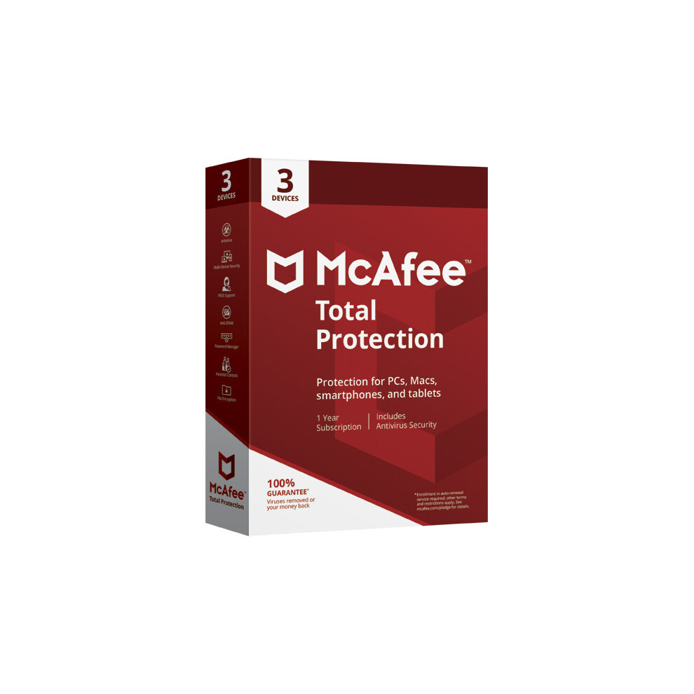 McAfee Total Protection Antivirus 2023 with Basic VPN | 1 Year, 3 Devices