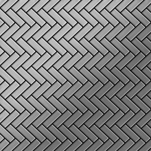 Metal Mosaic Tile Stainless Steel brushed grey 1.6mm Herringbone-S-S-B