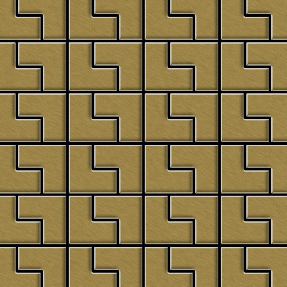 Metal Mosaic Tile Titanium Gold Brushed Gold 1.6Mm Kink-Ti-Gb 4250691728714