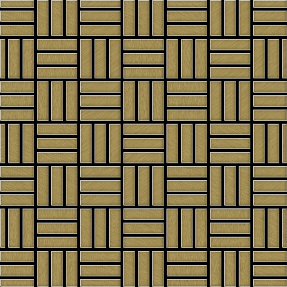 Metal Mosaic Tile Titanium Gold Brushed Gold 1.6Mm Basketweave-Ti-Gb 4250691726338