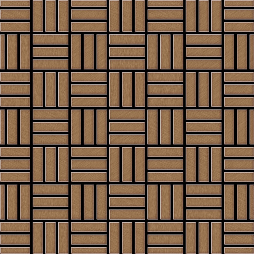 Metal Mosaic Tile Titanium Amber Brushed Copper 1.6Mm Basketweave-Ti-Ab 4250691726314