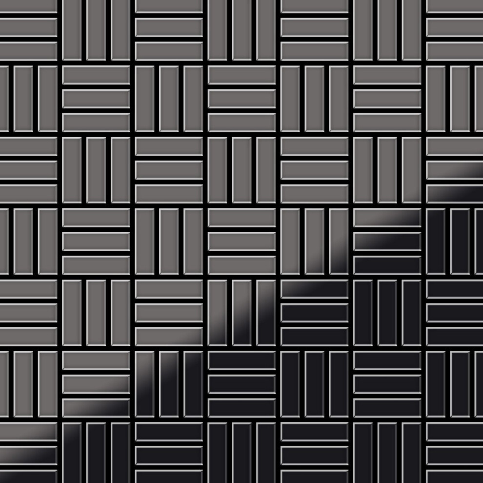 Metal Mosaic Tile Titanium Smoke Mirror Dark Grey 1.6Mm Basketweave-Ti-Sm 4250691726369