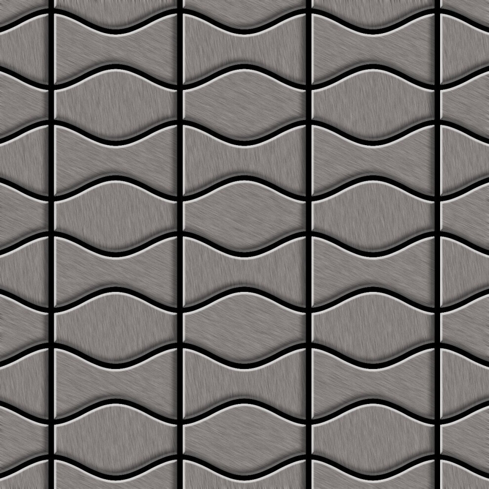 Metal Mosaic Tile Titanium Smoke Brushed Dark Grey 1.6Mm Kismet & Karma-Ti-Sb 4250691729018