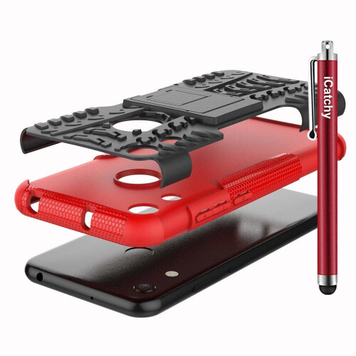 (Red) For Huawei Y6 2019 Armor Rugged Shockproof Case 2