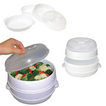 Kabalo 2 Tier Microwave Vegetable Steamer Kitchen Cooker Healthy Cooking Pot