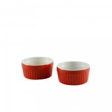 Kabalo Souffle Dessert, Pudding, Snack, Muffin, Cupcake & Crème Brulee Bowl Set Of 2 Red Kitchen Ceramic Ramekin Dish