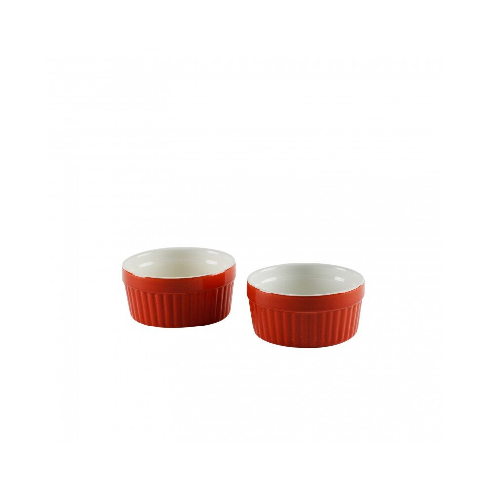 Kabalo Souffle Dessert, Pudding, Snack, Muffin, Cupcake & CrÃ¨me Brulee Bowl Set Of 2 Red Kitchen Ceramic Ramekin Dish