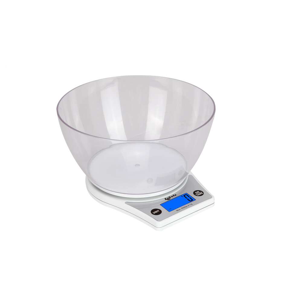 Kabalo White Kitchen Scales With Bowl Household Food Cooking Weighing Scale 5kg capacity 5000g/1g