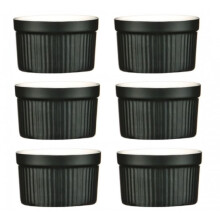 Kabalo Souffle Dessert, Pudding, Snack, Muffin, Cupcake & Crème Brulee Bowl Set Of 6 Black Kitchen Ceramic Ramekin Dish