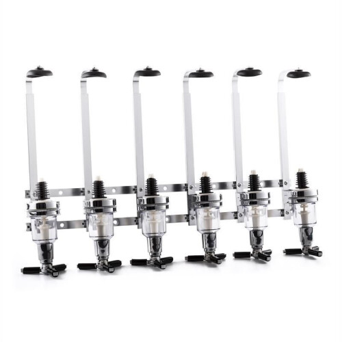 Kabalo Stainless Steel 6 Bottle Optic Wall Mount Stand Dispenser Bar Butler For Alcoholic Drinks Spirits - Vodka, Whiskey, Rum, Gin