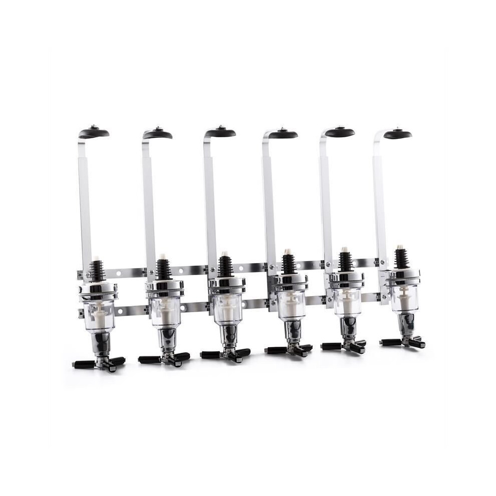 Kabalo Stainless Steel 6 Bottle Optic Wall Mount Stand Dispenser Bar Butler For Alcoholic Drinks Spirits - Vodka, Whiskey, Rum, Gin