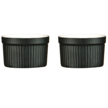 Kabalo Souffle Dessert, Pudding, Snack, Muffin, Cupcake & Crème Brulee Bowl Set Of 2 Black Kitchen Ceramic Ramekin Dish