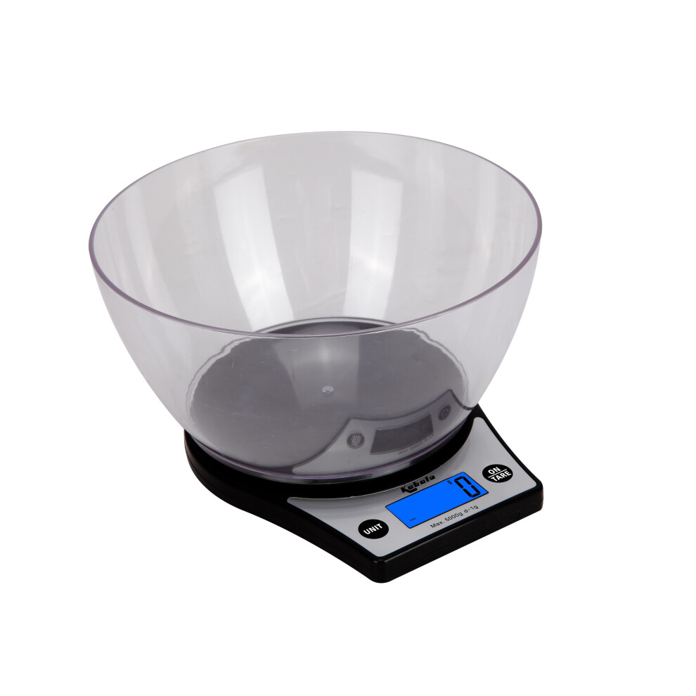 Kabalo Black Kitchen Scales With Bowl Household Food Cooking Weighing Scale 5kg capacity 5000g/1g