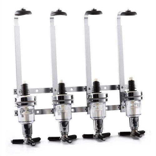 Kabalo Stainless Steel 4 Bottle Optic Wall Mount Stand Dispenser Bar Butler For Alcoholic Drinks Spirits - Vodka, Whiskey, Rum, Gin