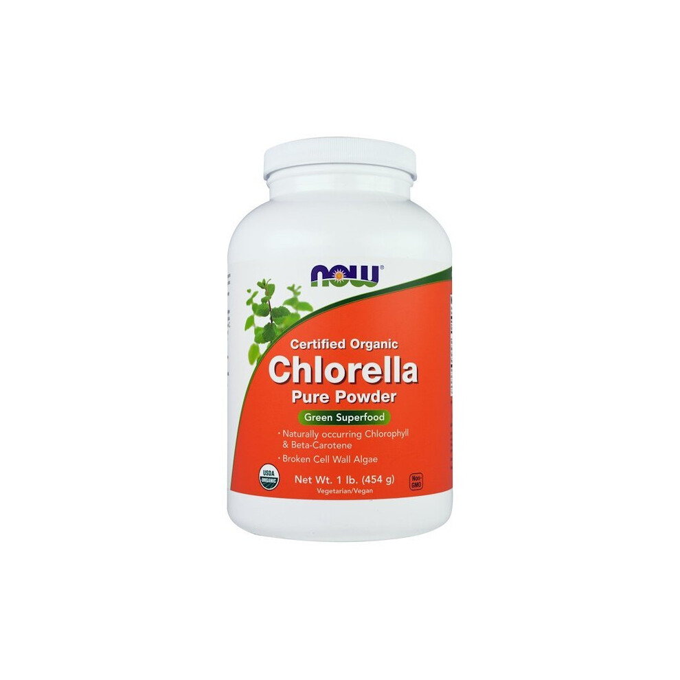 Now Foods Green Certified Organic Chlorella, Pure Powder, 1 Lb (454 G)