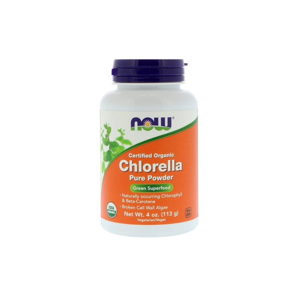 Now Foods Green Certified Organic Chlorella, Pure Powder, 4 Oz (113 G)