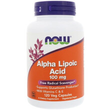 NOW Foods, Alfa-Liopikihappo, 100 mg, 120 VEG Kapsulia