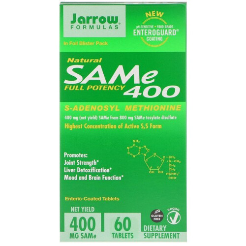 Jarrow Formulas, SAMe 400, Extra Strength, 400 mg, 60 Τάμπλετ