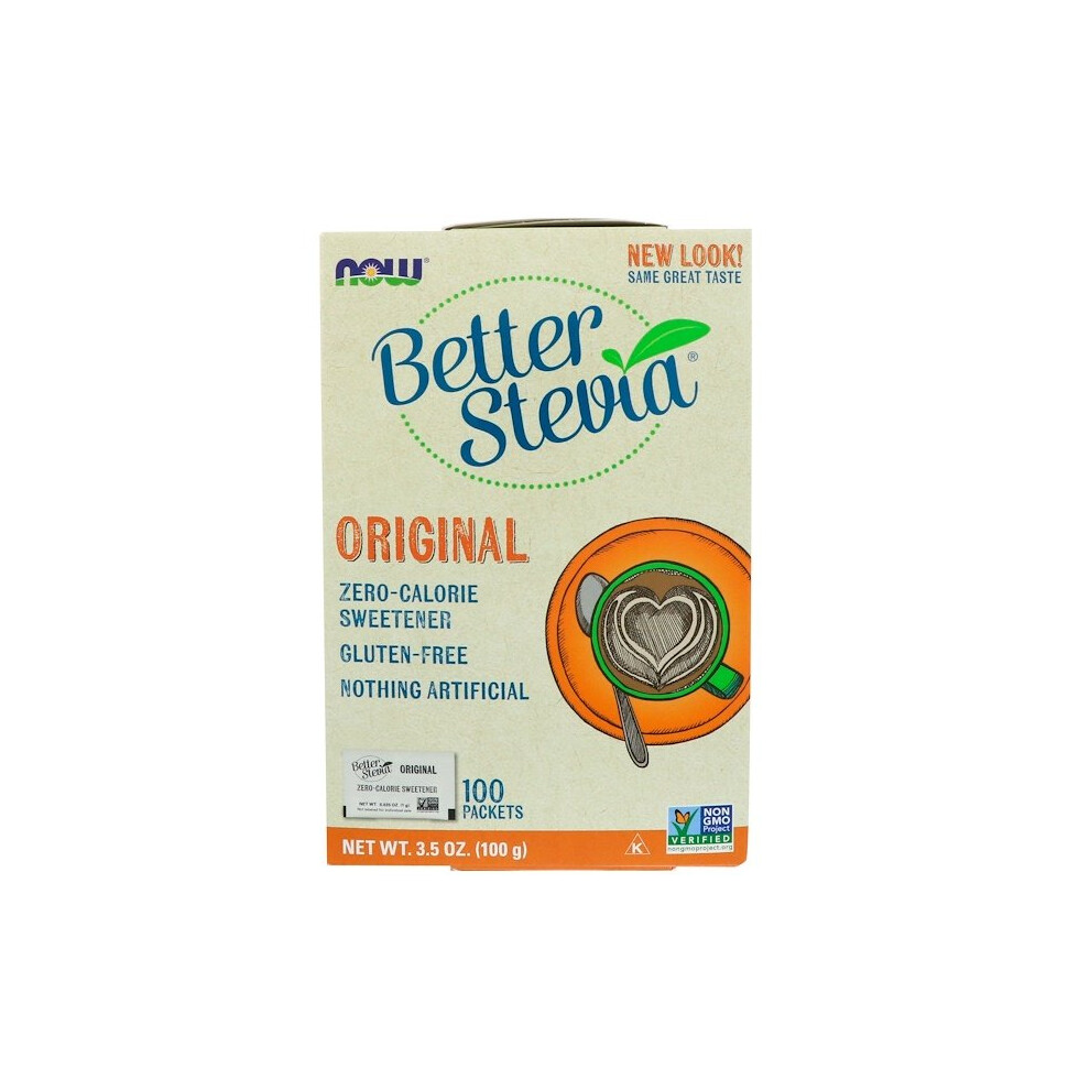 Now Foods, Organic Better Stevia, Zero-Calorie Sweetener, Original, 100 Packets, 3.5 oz (100 g)