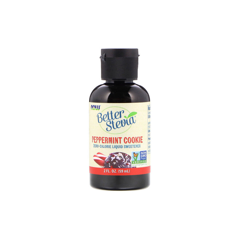 Now Foods , Better Stevia, Zero-Calorie Liquid Sweetener, Peppermint Cookie, 2 Fl Oz (59 Ml)