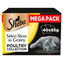 Sheba Select Slices Cat Pouches Cat Food Poultry In Gravy 85g x 40 Pouches