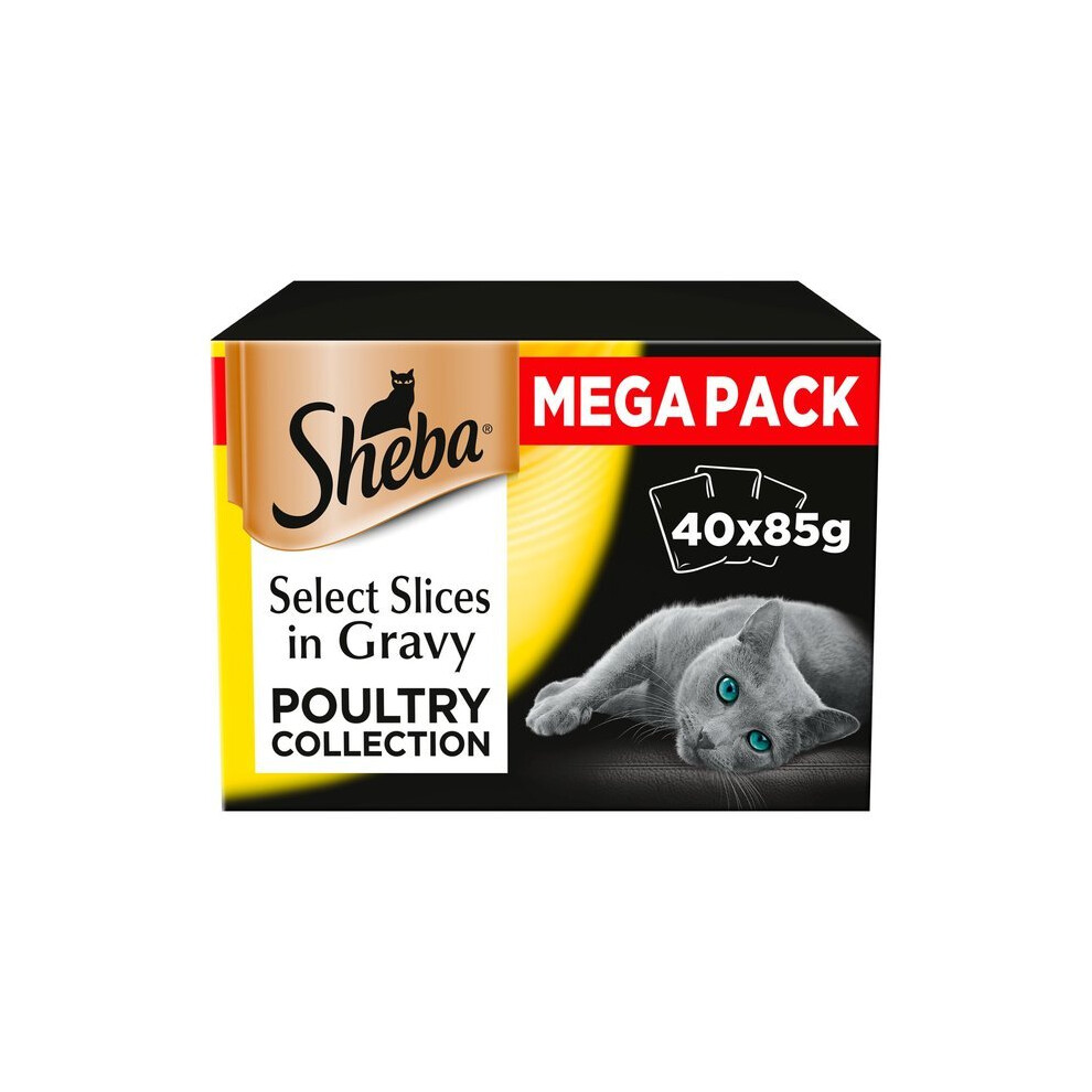 Sheba Select Slices Cat Pouches Cat Food Poultry In Gravy 85G X 40 Pouches
